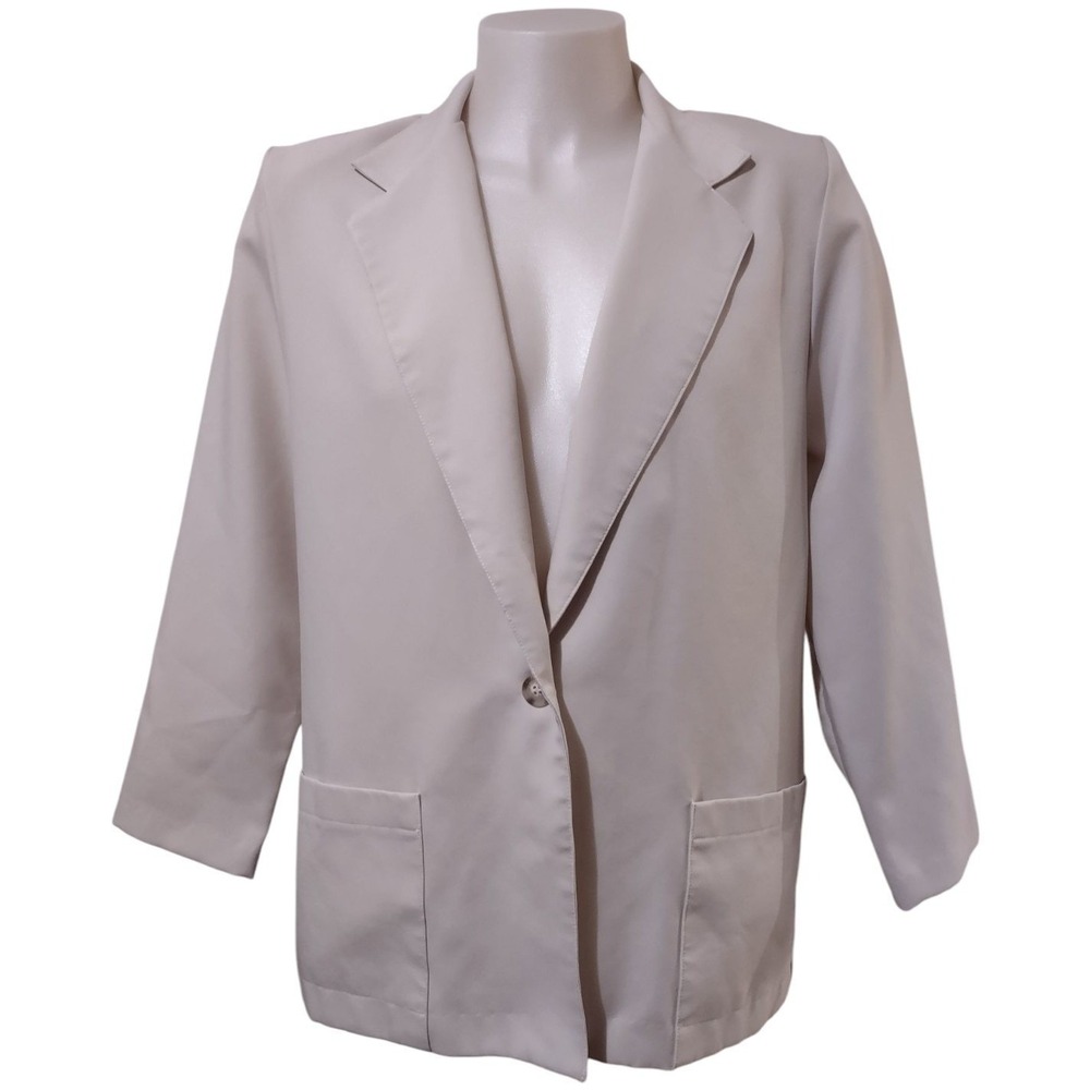 Vintage Briggs New York Blazer Women's Size 14 Jacket Pockets Shoulder Pads Tan